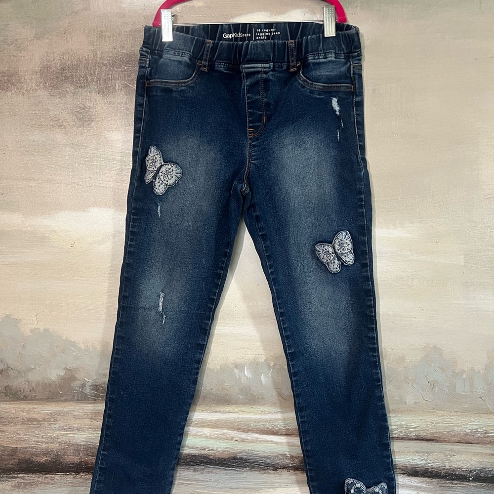 GAP Dark Blue Skinny Jeans with Butterfly Patches